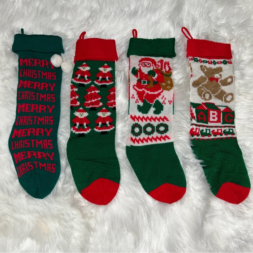 Vintage Knit Christmas Stockings (set of 4)